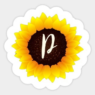 Floral Monogram P Bright Yellow Sunflower Sticker